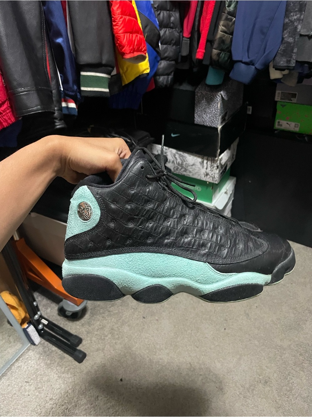 Jordan 13 Retro Black Island Green Size 12